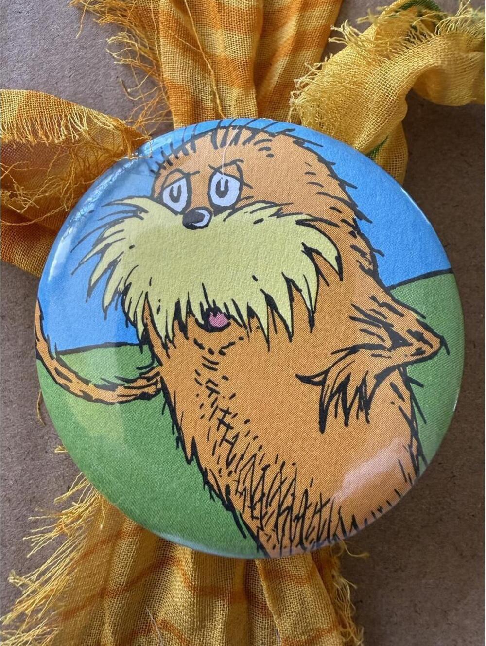 Dr. Seuss Lorax Pin Brooch – 2.25” Vintage Storybook Character Pin